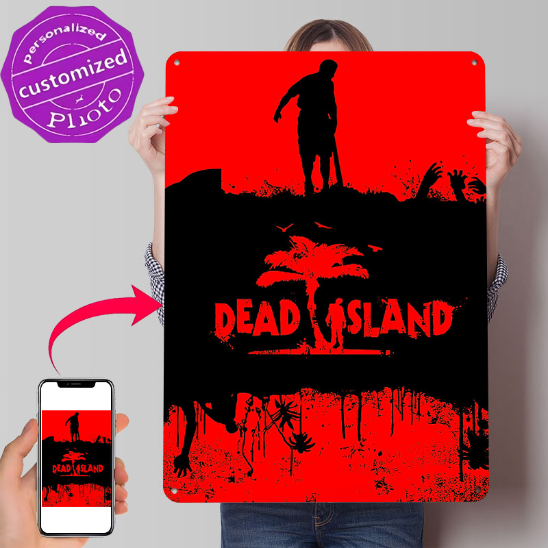 Retro Gaming Island - Poster Logam Bertekstur 3D Personalisasi Game