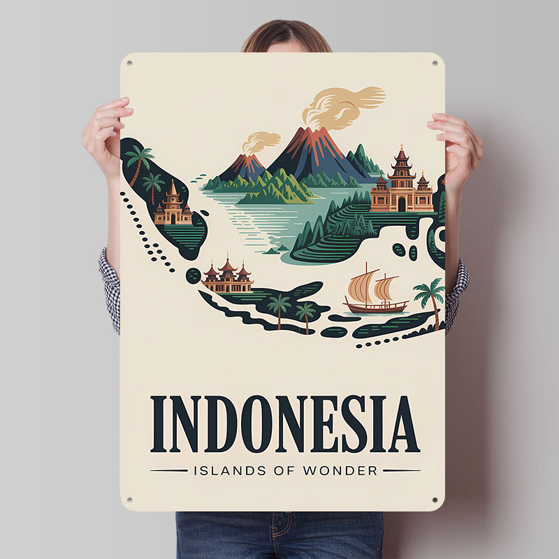 Retro Gaming Island - Poster Cetak Perjalanan Pulau Keajaiban Indonesia