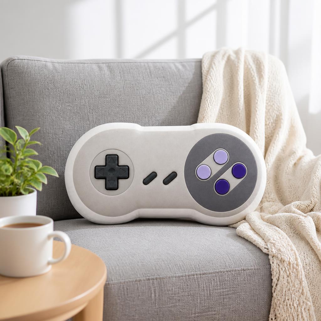 Retro Gaming Lounge - Bantal Boneka Pengontrol Game Retro, Bantal