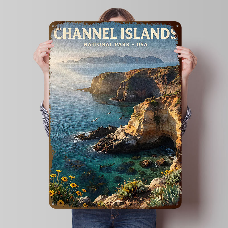 Retro Gaming Island - Poster Logam Taman Nasional Channel Islands