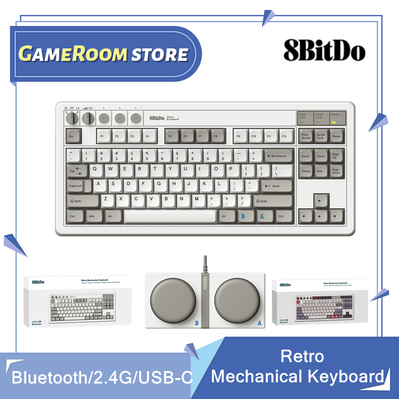 Retro Gaming For Windows - Keyboard Mekanikal Retro 8Bitdo, Bluetooth/2.4G/USB-C Keyboard