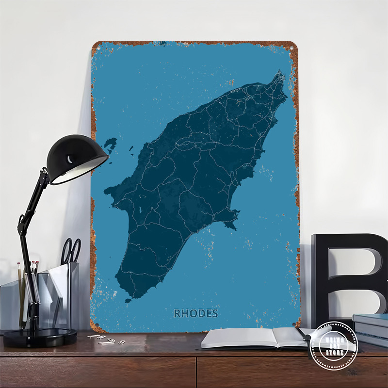 Poster Peta Pulau Rhodes, Papa - Retro Gaming Island ulasan dan harga