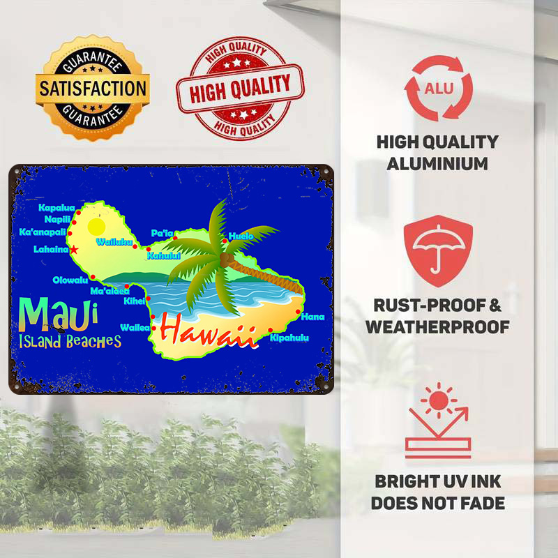 Poster Peta Pantai Pulau Maui  - Retro Gaming Island ulasan dan harga