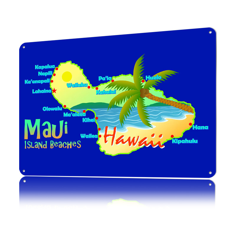 Poster Peta Pantai Pulau Maui  - Retro Gaming Island ulasan dan harga