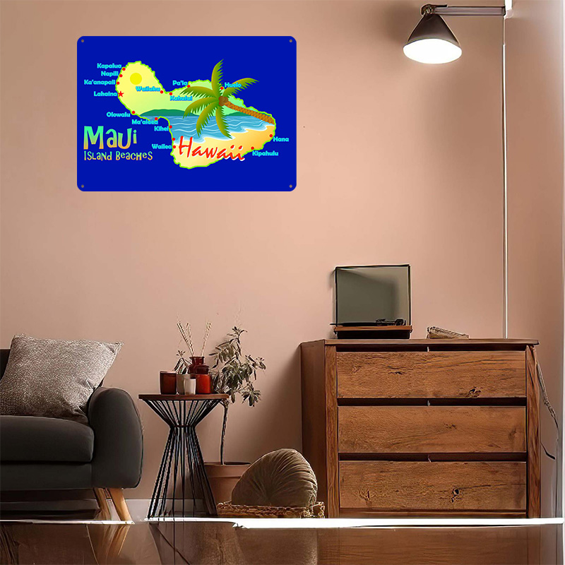 Poster Peta Pantai Pulau Maui  - Retro Gaming Island ulasan dan harga